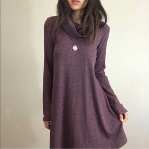 Maroon Plum Turtleneck Sweater Dress • Cozy Knit Mini Dress Fall Cabincore Dress